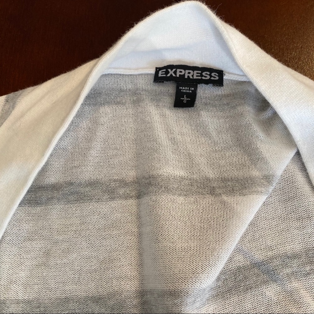 Express Lightweight Striped Drape Front Cardigan - image 3